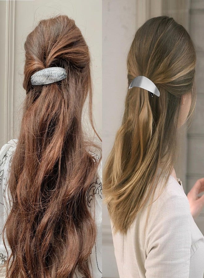 DeD Pack of 5 Women Hair Clips Metal Hair Pins Simple Retro Large Hair Barrettes French Clip Barrettes For Women Lady(Silver) - Image 3